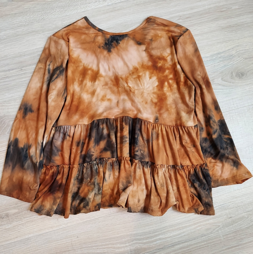 Park Avenue soft tie dye long-sleeve shirt with ruffles